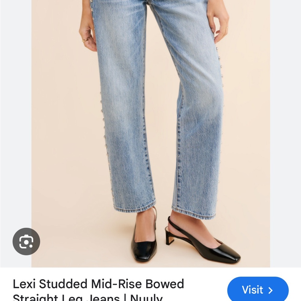 pistola Light Blue Studded Straight Leg Jeans